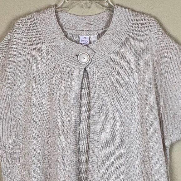 Bobbie Brooks Tan/Cream Knit Sweater Open Front Cardigan Sleeveless Sweater - Picture 2 of 7